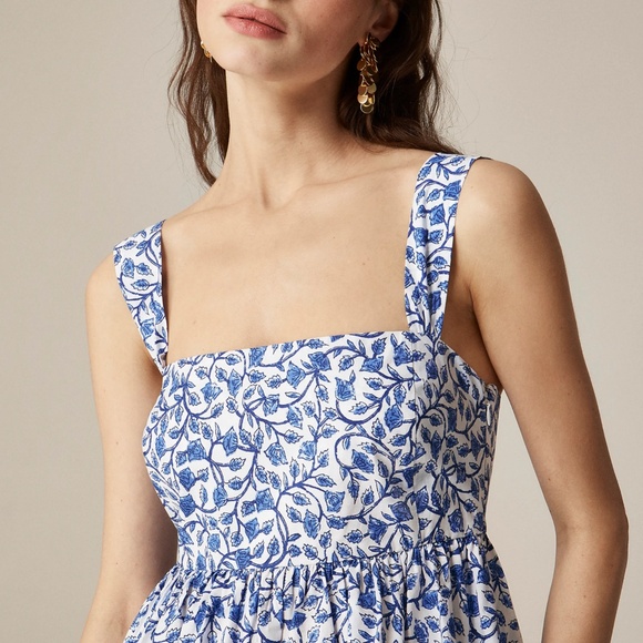 New JCREW Size 2 2T Tall Squareneck Midi Dress in Bandana Block Print $168 CM944 - Picture 2 of 6